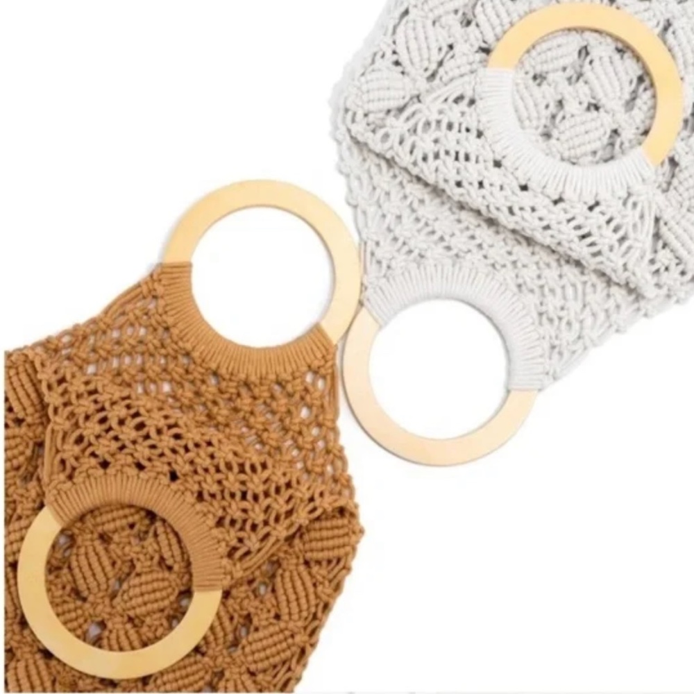 🎉Host Pick🎉 NWT Vintage Daisy Chain Knitted Cord Hand Bag in Beige or White! - Picture 2 of 4